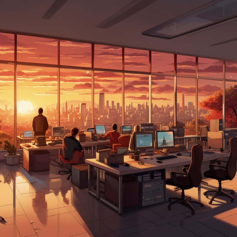 office space under sunset